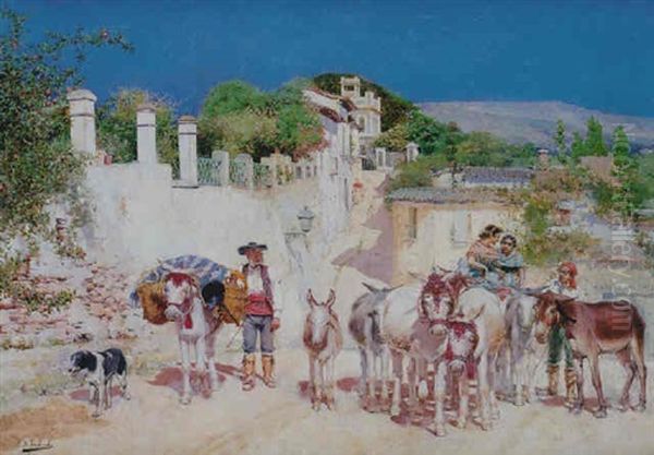 A La Feria Oil Painting by Angel (Maria Isidro Rodriguez) Andrade Blazquez