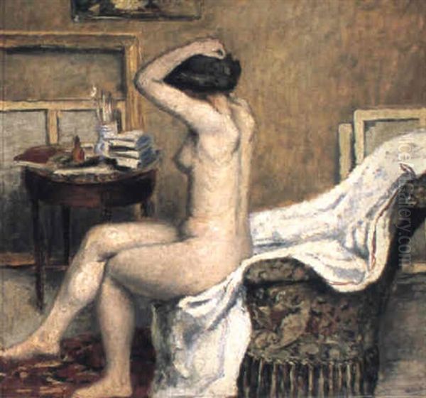 Nu Se Coiffant Oil Painting by Albert Andre