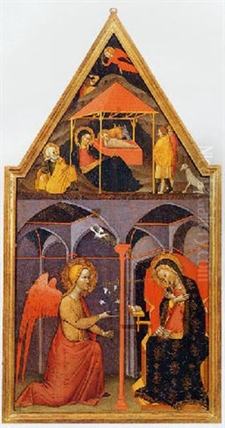 Annunciazione E Nativita Oil Painting by Andrea Vanni