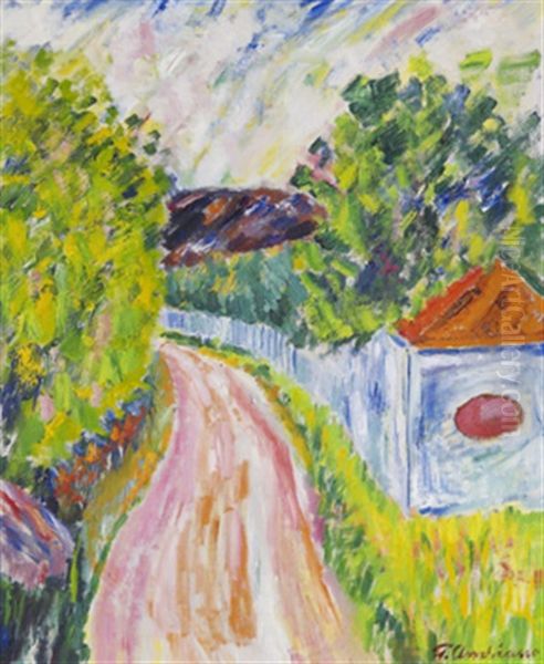 Byvag Oil Painting by Folke Andreasson