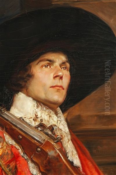 Portrait Of A Spanish Cavalier Oil Painting by Alex De Andreis