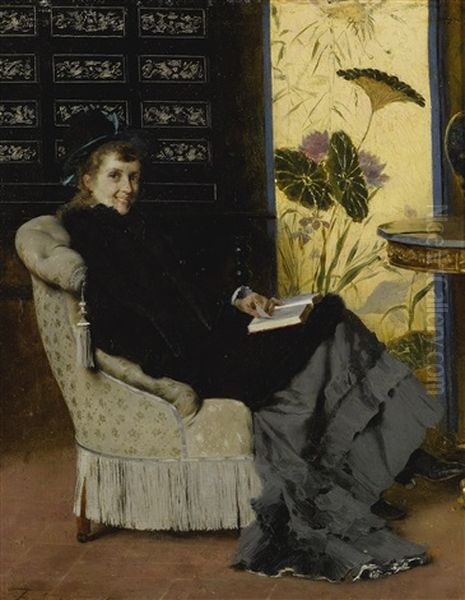 A Lady Of Fashion Oil Painting by Federico Andreotti