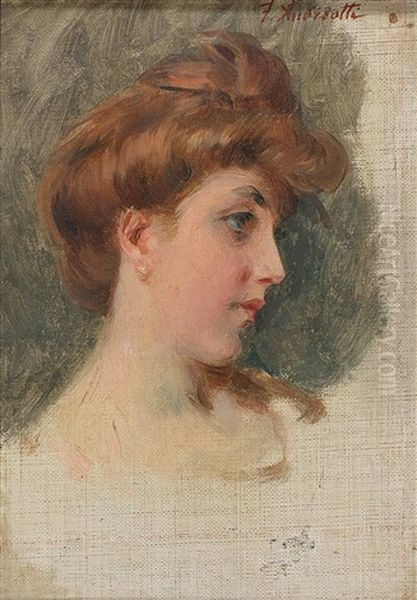 Profile Portrait Of A Lady Oil Painting by Federico Andreotti