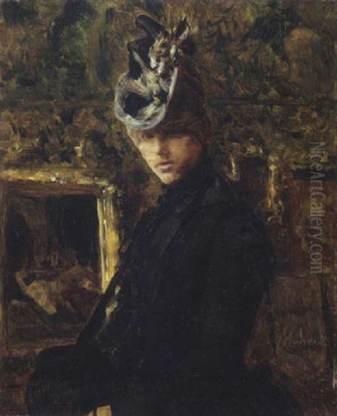 Signora Elegante In Interno Oil Painting by Federico Andreotti