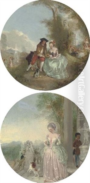 Feeding The Birds (+ The Love Letter; Pair) Oil Painting by Henry Andrews