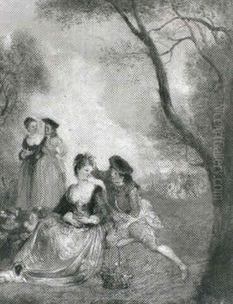 Lovers In A Garden Oil Painting by Henry Andrews