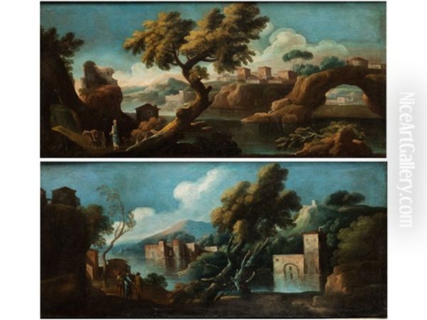 Landschaft Mit Figuren Oil Painting by Paolo Anesi