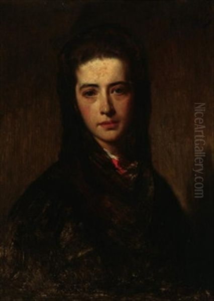 Brustportrat Einer Aristokratin (emilie Von Stratner?) Oil Painting by Baron Heinrich von Angeli