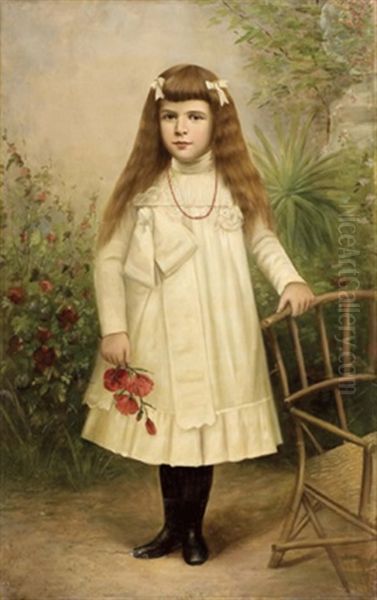 Madchen Steht Vor Parkkulisse Oil Painting by Baron Heinrich von Angeli