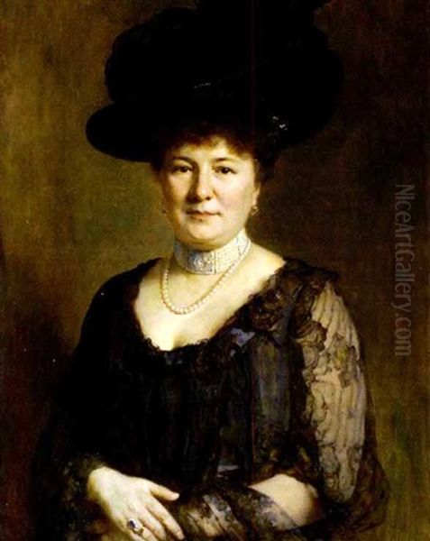 Portrait Von Eugenie Grafin Platen Oil Painting by Baron Heinrich von Angeli