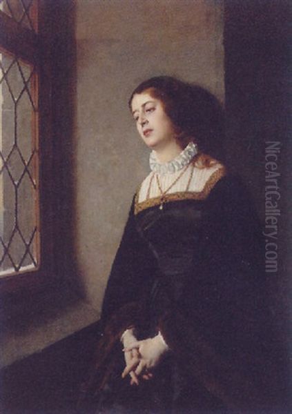 A Lady In Mourning Oil Painting by Baron Heinrich von Angeli