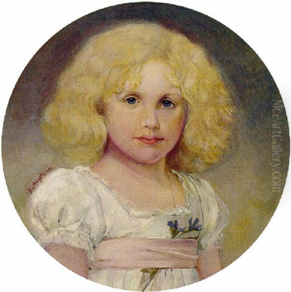 Portrait Eines Kleine Blonden Madchens Oil Painting by Baron Heinrich von Angeli