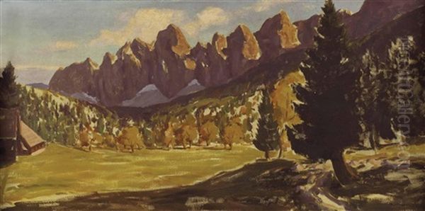 Der Ahornboden Bei Hinterriss In Tirol Oil Painting by Max Angerer