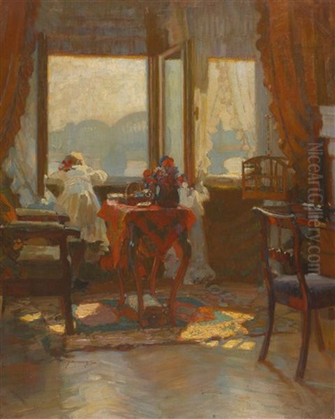 Auf Dem Auslug Oil Painting by Hermann Angermeyer