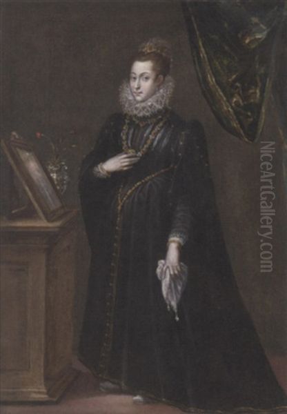 Portrait Of A Lady In A Black Dress With Gold Trim And A Ruff Oil Painting by Sofonisba Anguissola