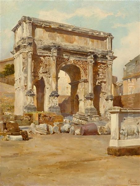 Der Septimius-serverus-bogen, Rom Oil Painting by Filippo Anivitti