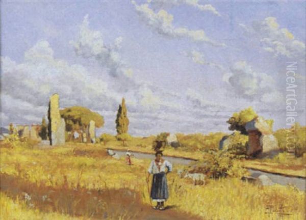 Roma, Via Appia Oil Painting by Filippo Anivitti