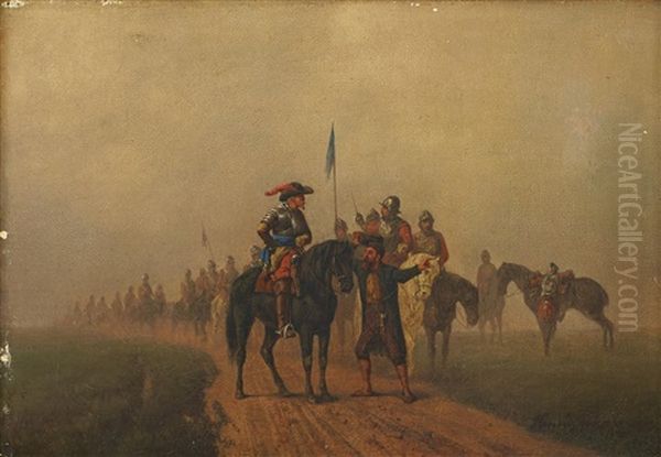 Gustav Ii Adolf Och Hans Foljeslagare Oil Painting by Henrik August Ankarcrona