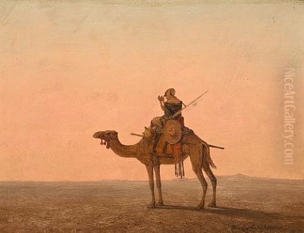 Mussulman At Prayer Oil Painting by Henrik August Ankarcrona