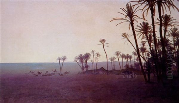 Campement Dans La Palmeraie Oil Painting by Henrik August Ankarcrona