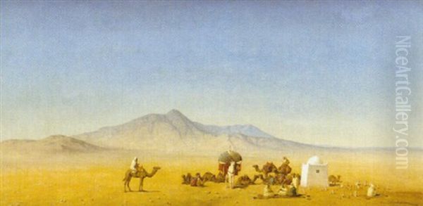 Rastande Beduinkaravan Oil Painting by Henrik August Ankarcrona