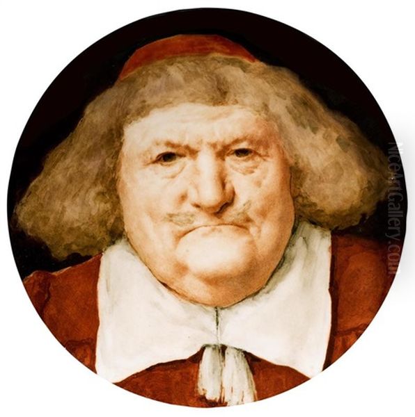 Portrait Of A Gentleman/portrait Of A Cleric Oil Painting by Albert Anker