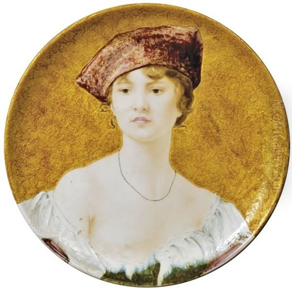 Junge Dame Mit Hut (young Lady With Hat) Oil Painting by Albert Anker