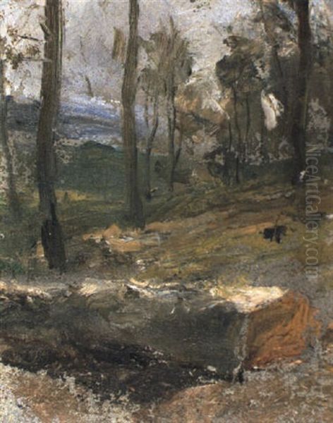 Waldstudie Oil Painting by Albert Anker