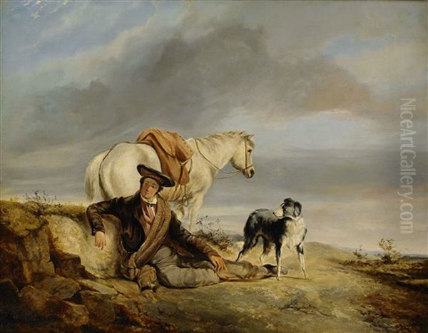 Jagare I Landskap Oil Painting by Richard Ansdell