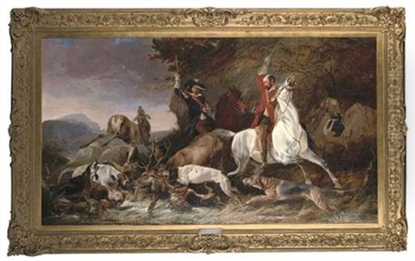 The Kill: A Stag Hunting Scene Oil Painting by Richard Ansdell