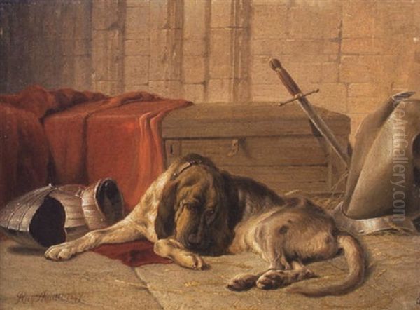 Bloodhound In An Interior, 1847 Oil Painting by Richard Ansdell
