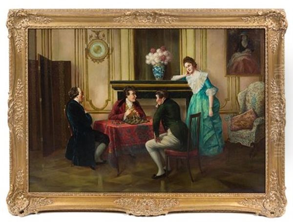 Playing Chess Oil Painting by Eugene Ansen-Hofmann