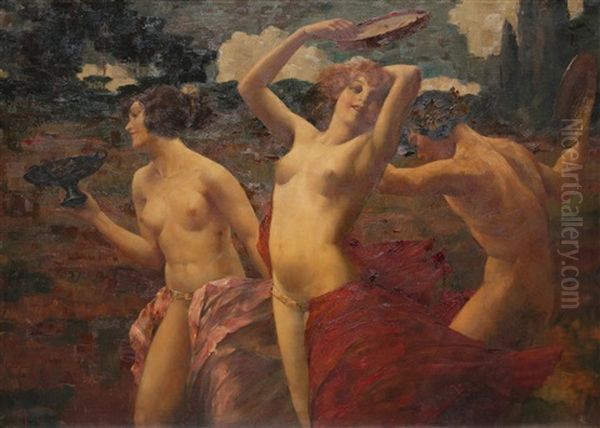 Bacchantinnen Oil Painting by Eugene Ansen-Hofmann