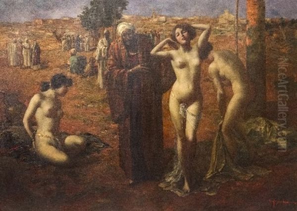 The Slave Market Oil Painting by Eugene Ansen-Hofmann