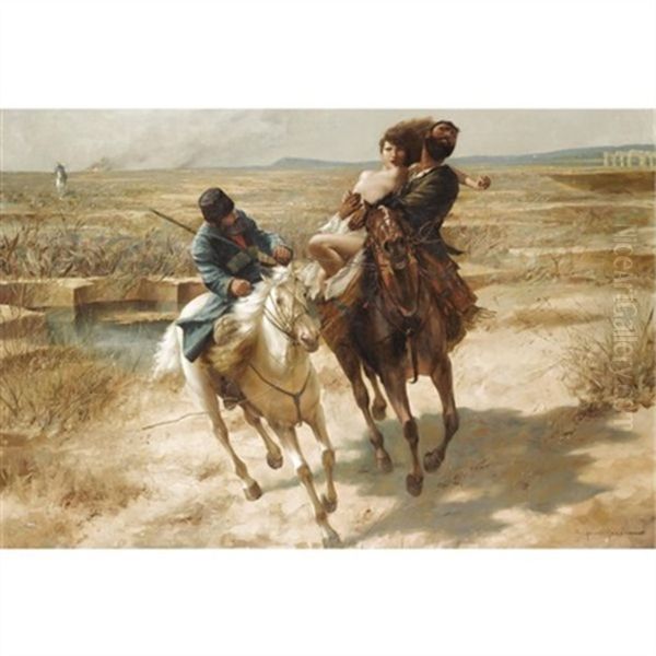 Chechen Abduction Oil Painting by Eugene Ansen-Hofmann