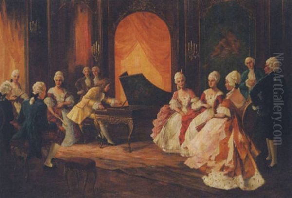 Konzert Im Salon Oil Painting by Eugene Ansen-Hofmann