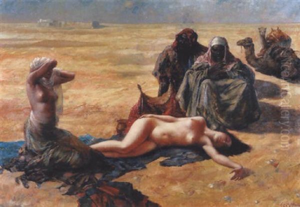 Les Marchands D'esclaves Oil Painting by Eugene Ansen-Hofmann