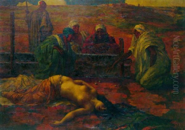 Auf Dem Sklavenmarkt Oil Painting by Eugene Ansen-Hofmann