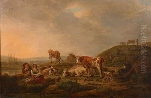 Le Repos Des Bergers Oil Painting by Hendrick Joseph Anthonissen