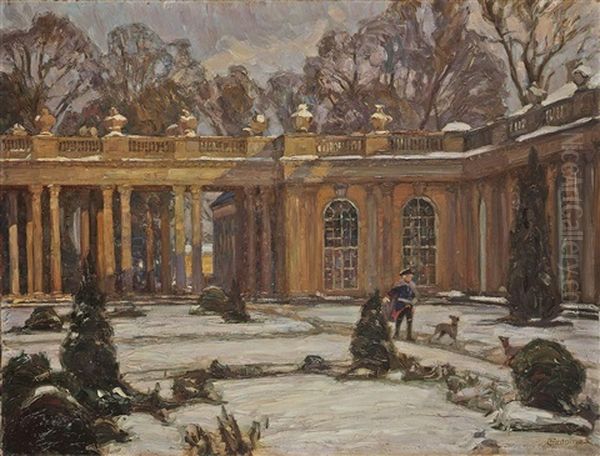 Friedrich Ii. Vor Schloss Sanssouci Oil Painting by Otto Antoine
