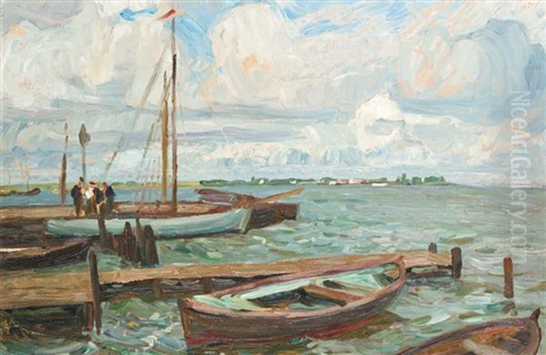 Ruderboote Am Ufer Oil Painting by Otto Antoine