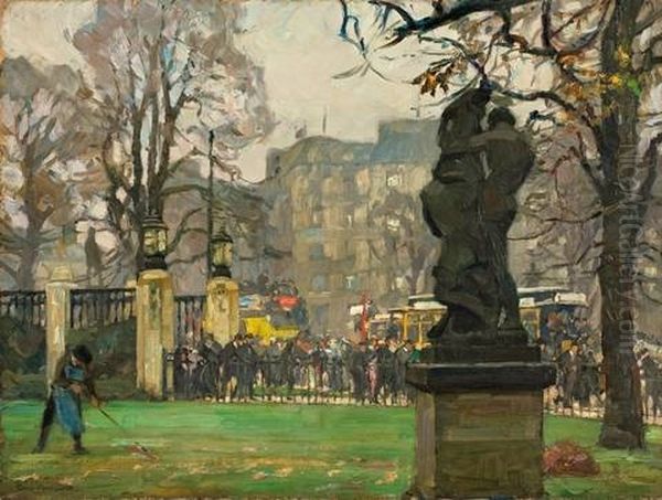 Am Untergrundbahnhof Leipziger Platz Oil Painting by Otto Antoine