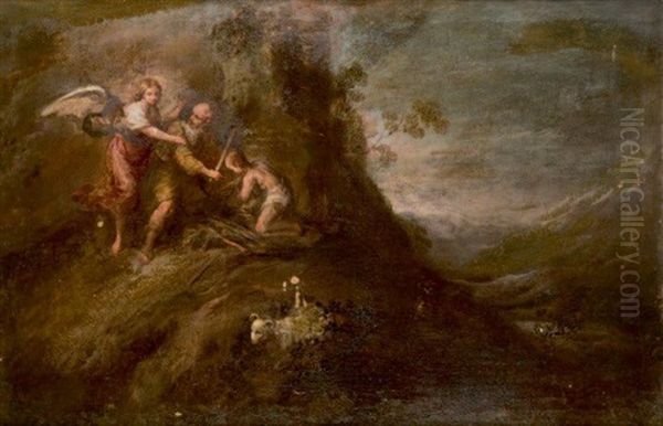 Le Sacrifice D'isaac Oil Painting by Francisco Antolinez Y Ochoa