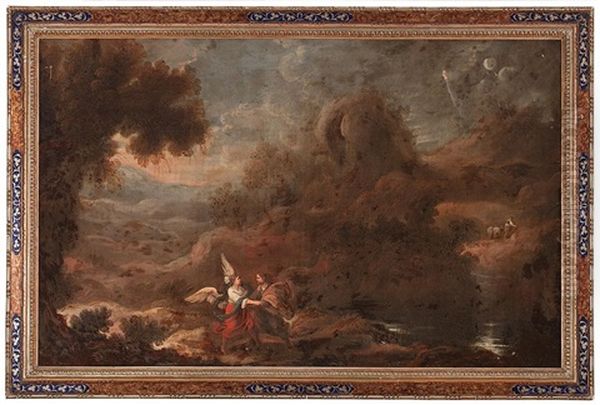 Jacob Y El Angel Oil Painting by Francisco Antolinez Y Ochoa