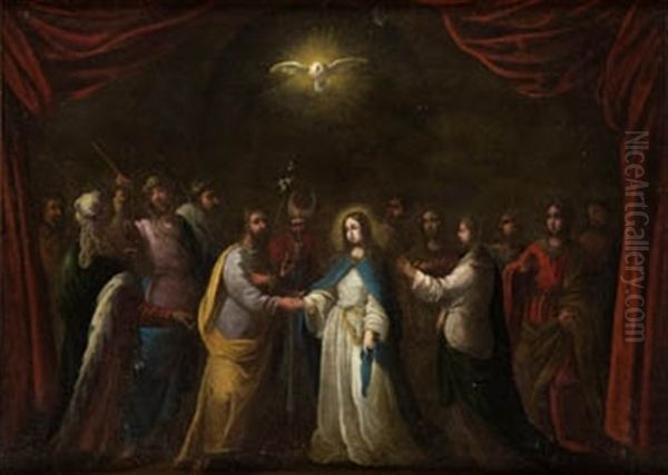 Desposorios De La Virgen Oil Painting by Francisco Antolinez Y Ochoa