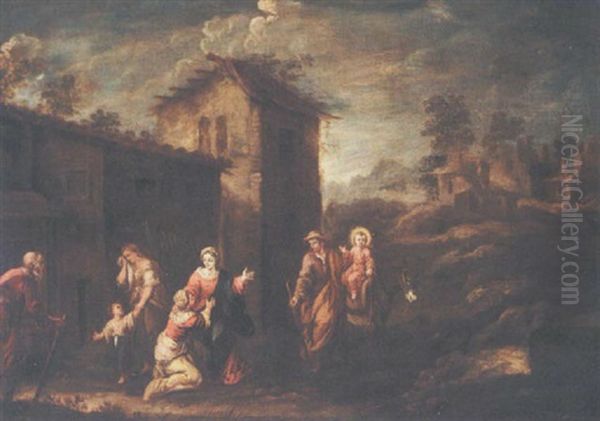 The Departure Of The Flight Into Egypt Oil Painting by Francisco Antolinez Y Ochoa