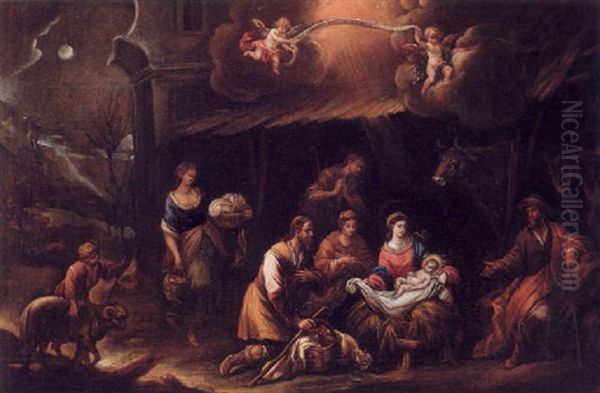 El Nacimiento Oil Painting by Francisco Antolinez Y Ochoa