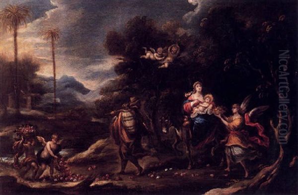 La Huida A Egipto Oil Painting by Francisco Antolinez Y Ochoa