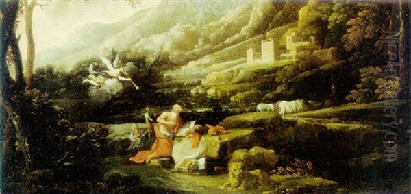 San Jeronimo Penitente En Un Paisaje Oil Painting by Francisco Antolinez Y Ochoa