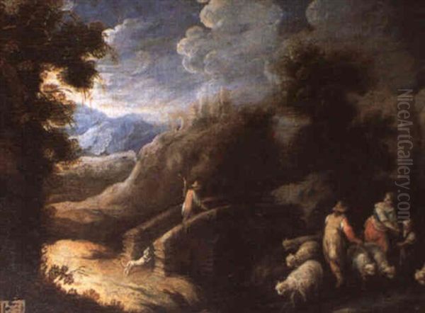 Rebeca Y El Rebano De Labaan Oil Painting by Francisco Antolinez Y Ochoa